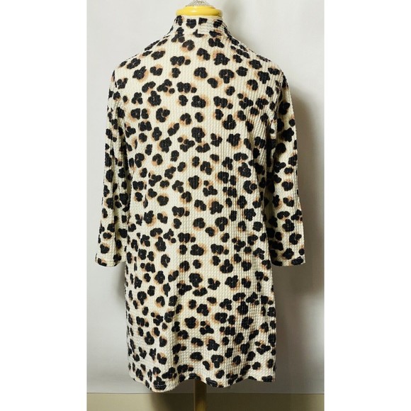 The Zig Zag Stripe Leopard Women Long Open Cardigan Size M Stretchy - Picture 2 of 2